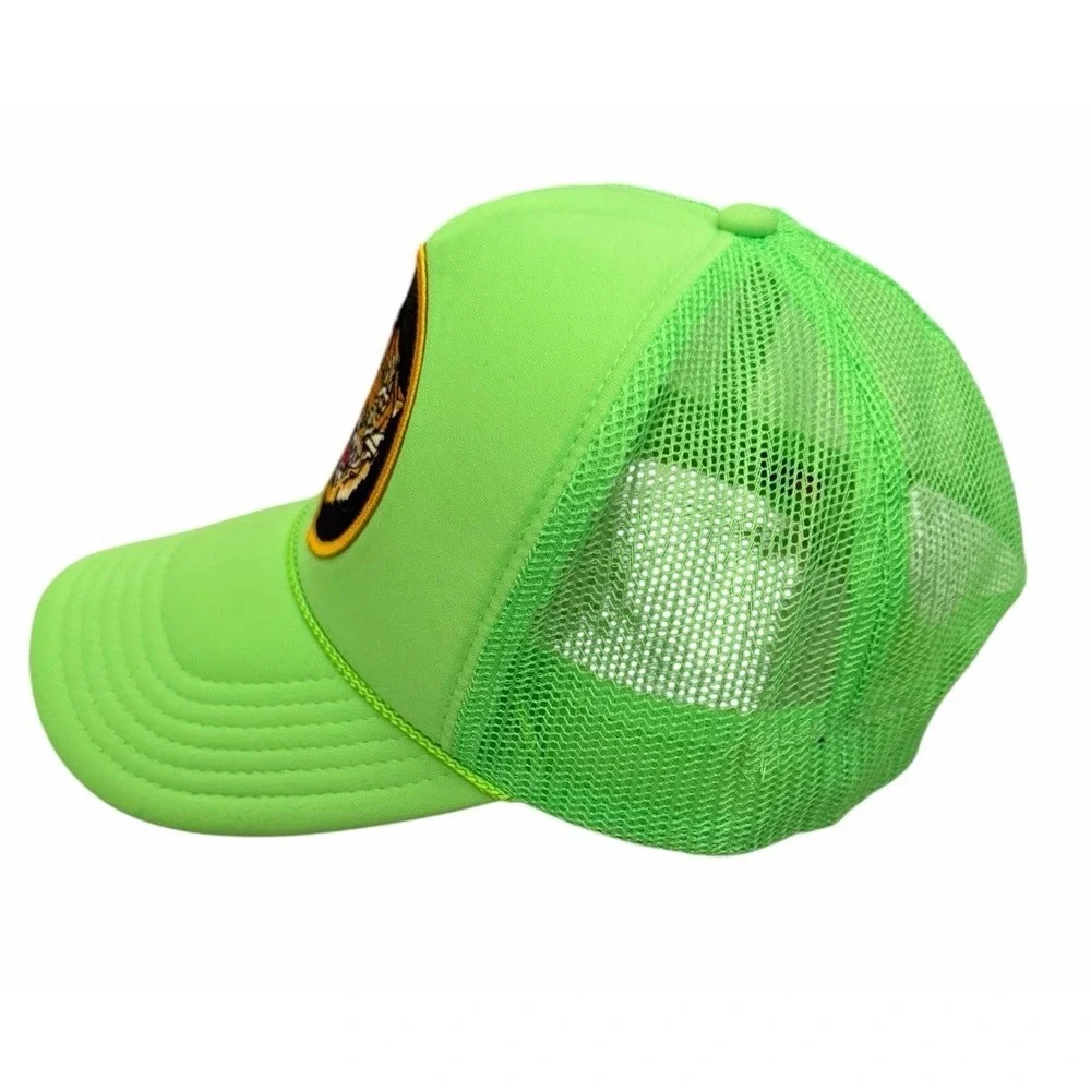 Aviator Nation Dreamland Tiger Vintage Trucker Hat Neon Green